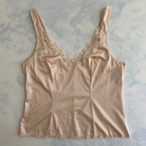 Warner's Vintage Pale Pink Camisole Lace Trim Tank Top